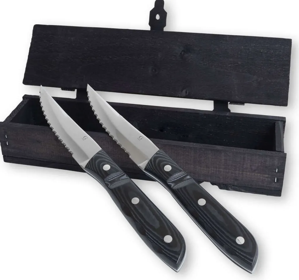 Online Old Farmer Micarta Steakkniv XL 2 stk, Sort/Stål Steakbestik
