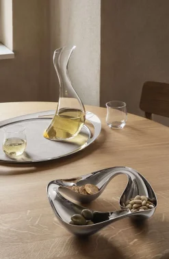 Best Georg Jensen Cobra Serveringsbakke, Blankt Stål/Tekstil