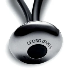 New Georg Jensen Ellipse Nøglering, Blankt Stål/Sort