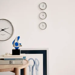 Georg Jensen Ure Og Vejrstationer > Henning Koppel Vægur , Blankt Stål/Hvid