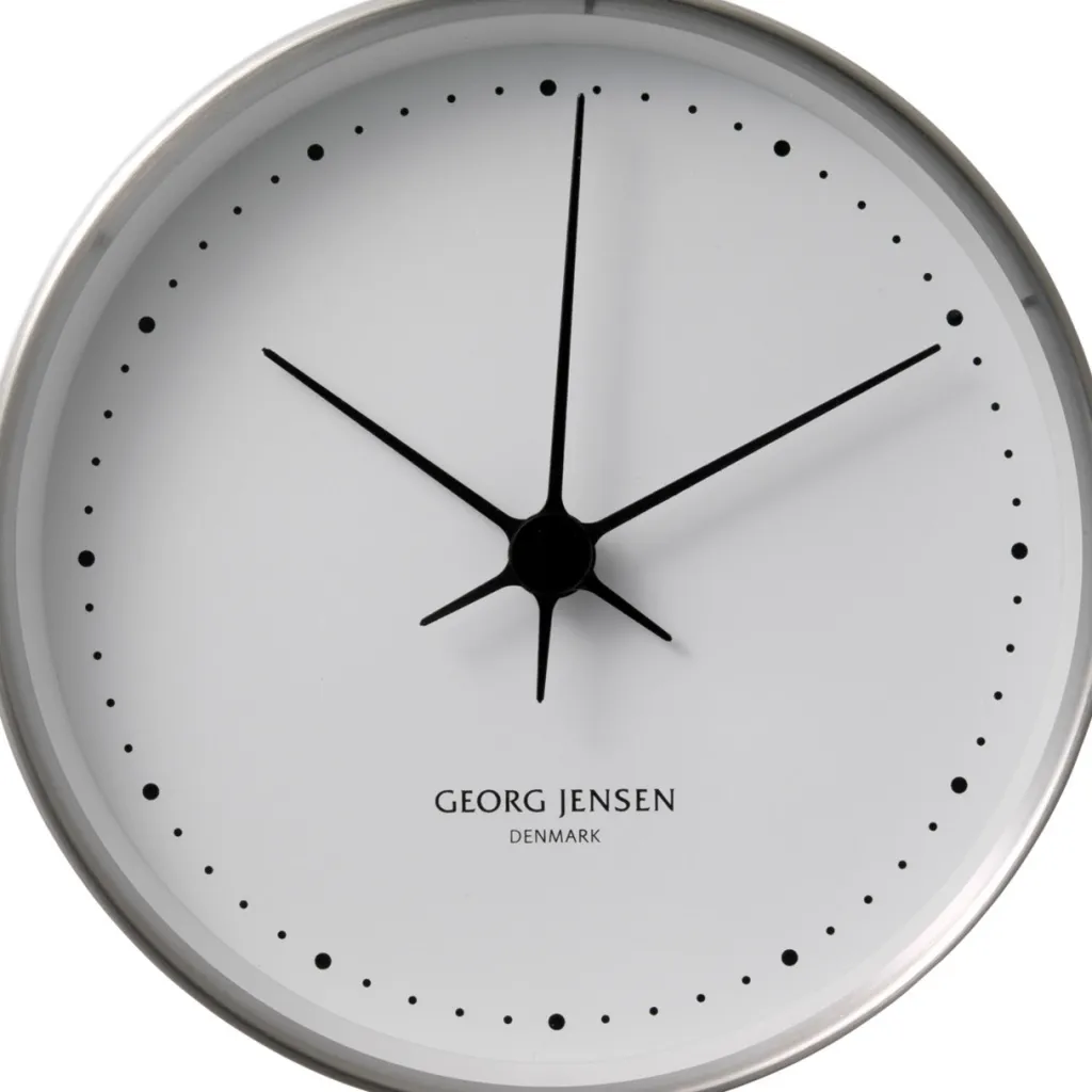 Georg Jensen Ure Og Vejrstationer > Henning Koppel Vægur , Blankt Stål/Hvid