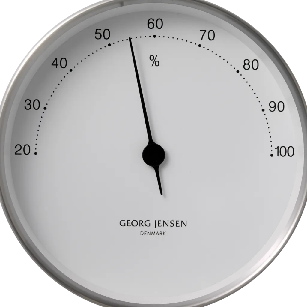 Georg Jensen Ure Og Vejrstationer > Henning Koppel Hygrometer 10 cm, Blankt Stål/Hvid