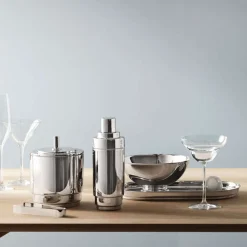 Georg Jensen Serveringsbakker|Stue > Manhattan Bakke 35x18 cm, Blankt Stål/Læder