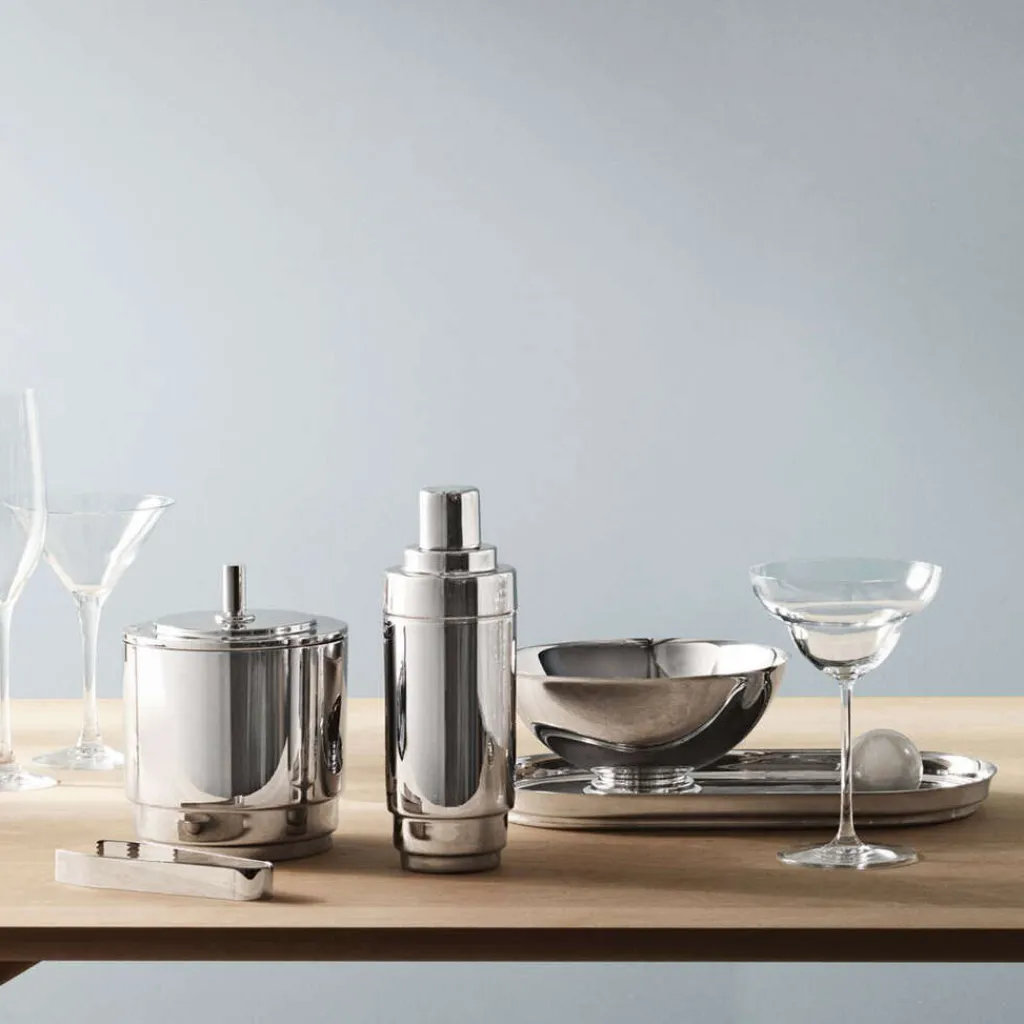 Georg Jensen Serveringsbakker|Stue > Manhattan Bakke 35x18 cm, Blankt Stål/Læder