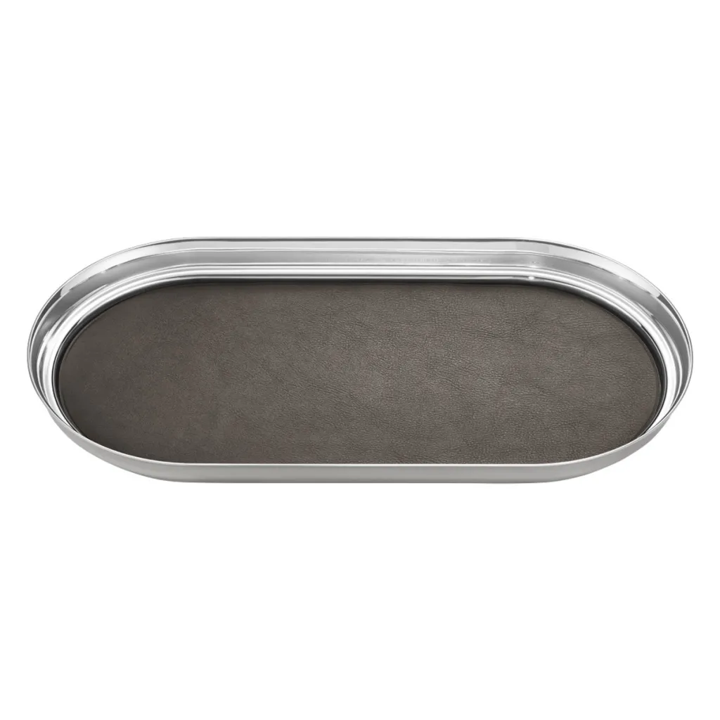 Georg Jensen Serveringsbakker|Stue > Manhattan Bakke 35x18 cm, Blankt Stål/Læder
