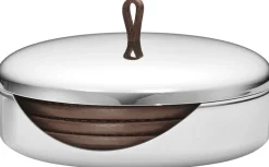 Georg Jensen Glasbrikker > Sky Bordskåner 4 stk. Ø12 cm, Læder/Blankt Stål