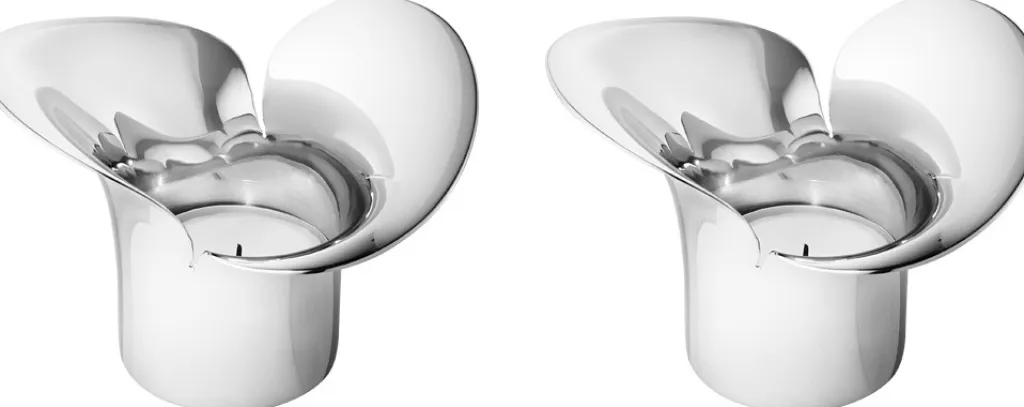 Georg Jensen Fyrfadsstager > Bloom Botanica Fyrfadsstage 2 stk. H7 cm, Blankt Stål