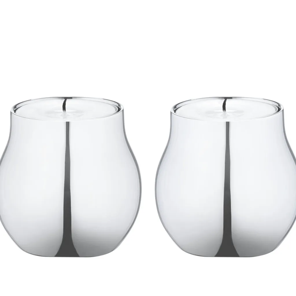 New Cafu Fyrfadsstage 2 stk. H5,8 cm, Blankt Stål Fyrfadsstager