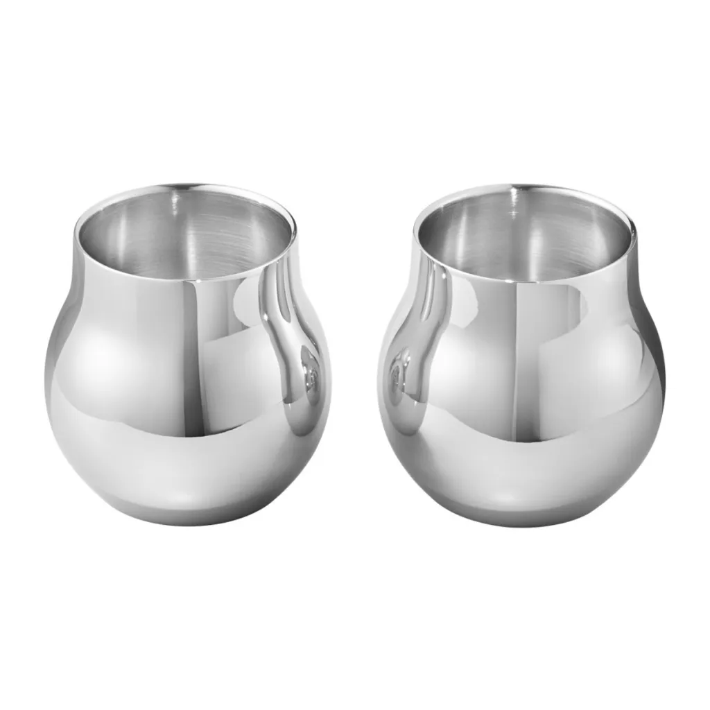 New Cafu Fyrfadsstage 2 stk. H5,8 cm, Blankt Stål Fyrfadsstager