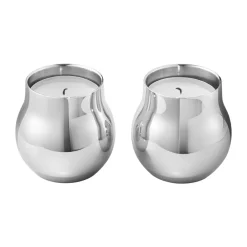New Cafu Fyrfadsstage 2 stk. H5,8 cm, Blankt Stål Fyrfadsstager