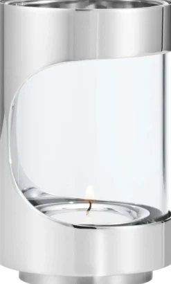 Online Georg Jensen Chrome Contours Fyrfadsstage H12 cm, Blankt Stål