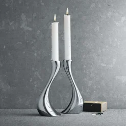 Hot Georg Jensen Cobra Lysestage , Blankt Stål