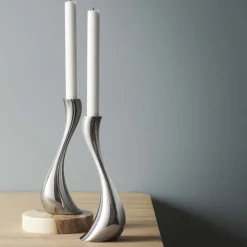 Hot Georg Jensen Cobra Lysestage , Blankt Stål