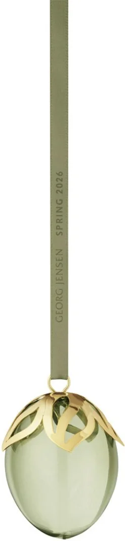 Clearance Spring Påskeæg 2026 H6,5 cm, Guldbelagt/Grøn Stue|Ophæng