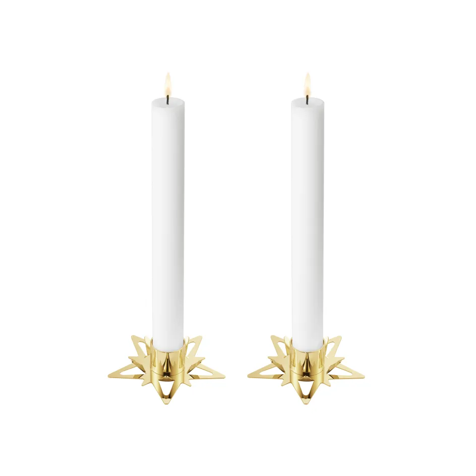 Best Georg Jensen Stjernelyseholder 2 stk, Guldbelagt