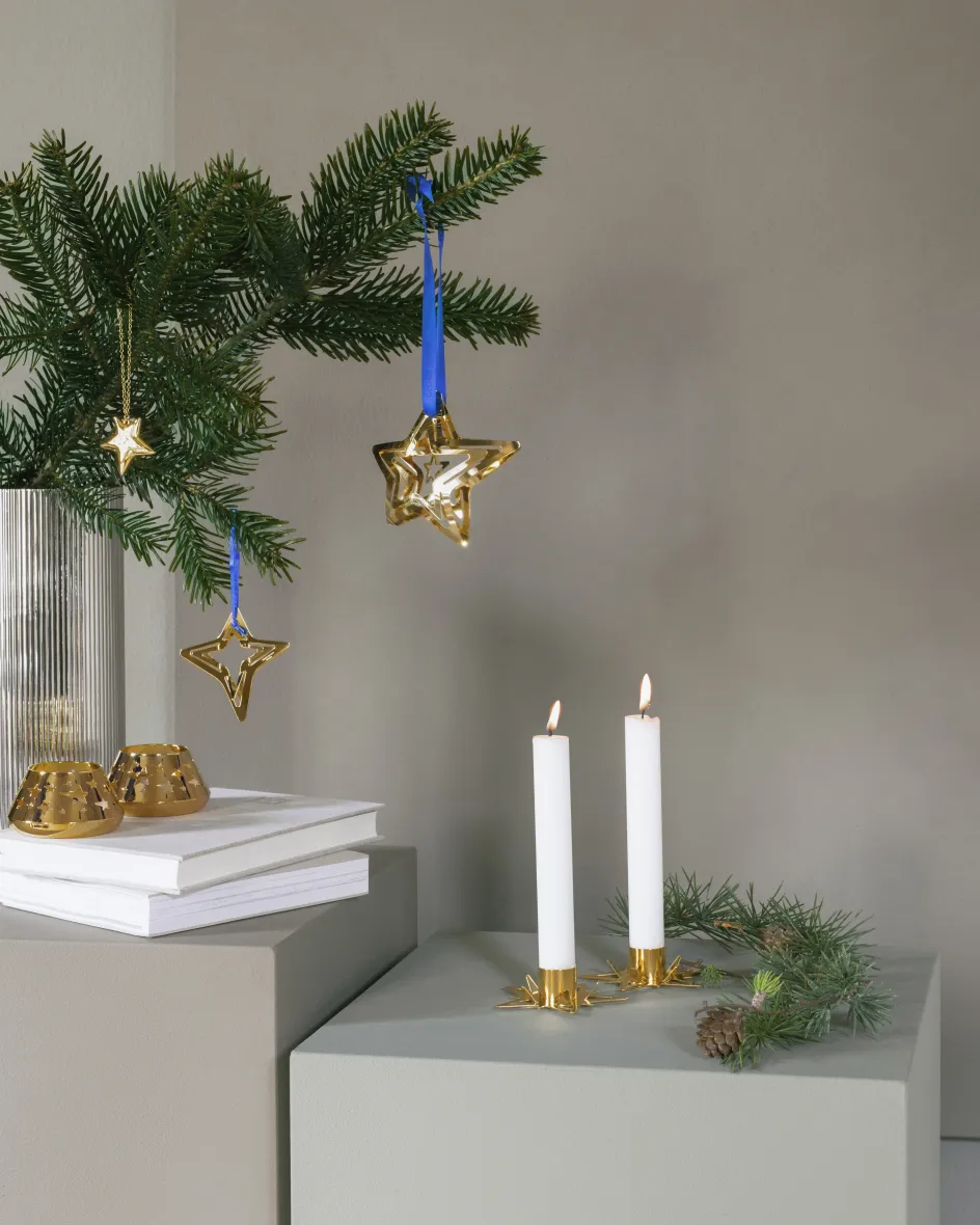 Best Georg Jensen Stjernelyseholder 2 stk, Guldbelagt