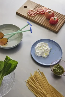 Hübsch Serveringsbestik > Crave Salatbestik, Ravfarve/Blå/Lysegrøn