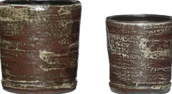 Hübsch Stue|Urtepotter Og Krukker > Fossil Potte 2 stk, Beige/Rødbrun