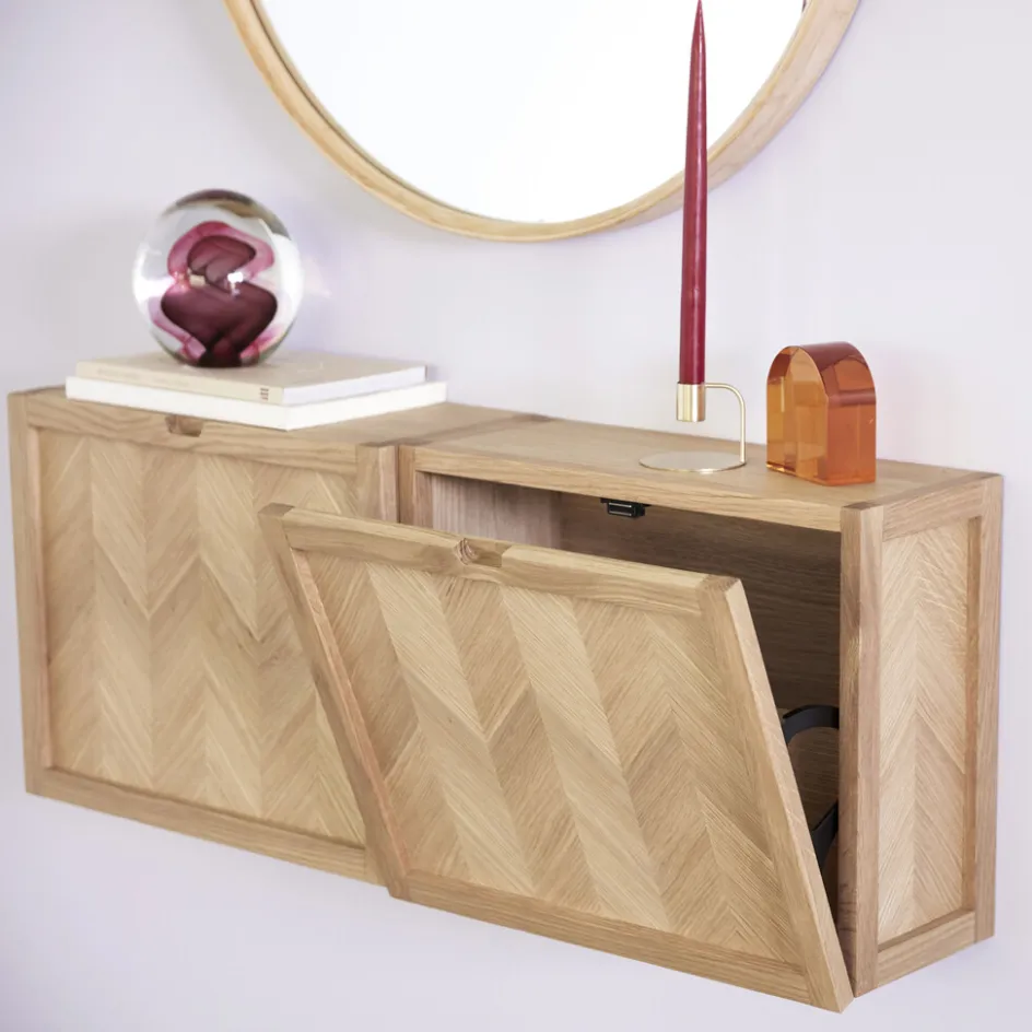 Outlet Hübsch Herringbone Skoskab 50 cm, Eg