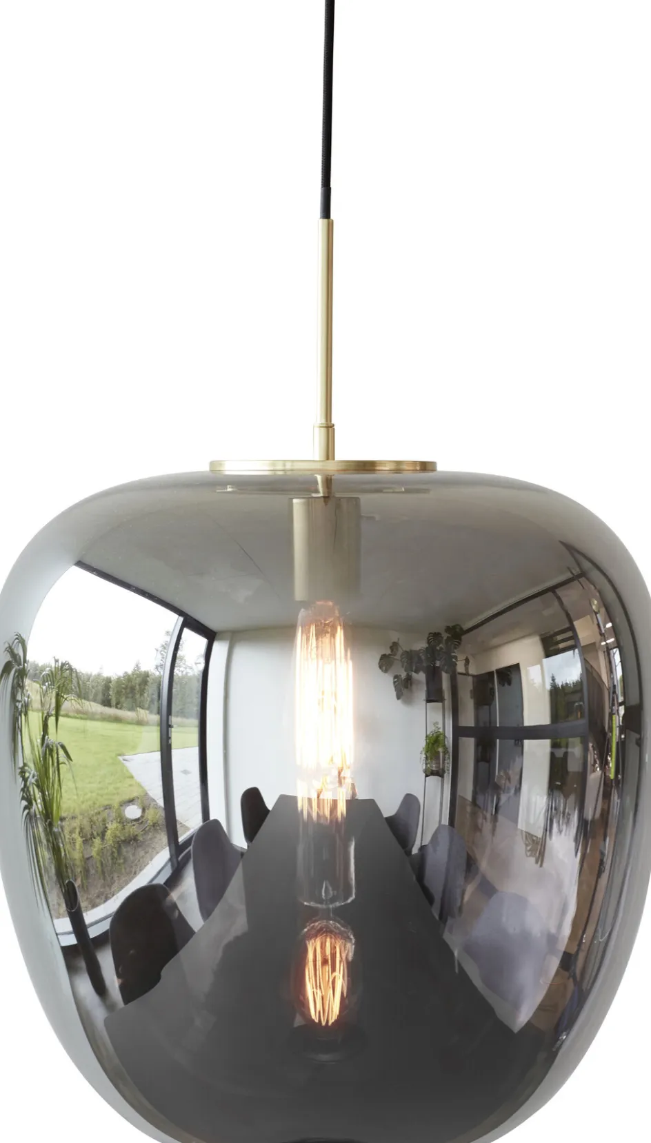 New Hübsch Reflect Pendel Ø40 cm, Grå/Messing