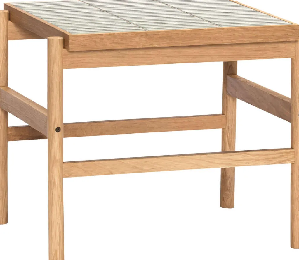 Hübsch Borde > Tile Sidebord H44 cm, Mint/Egetræsfiner