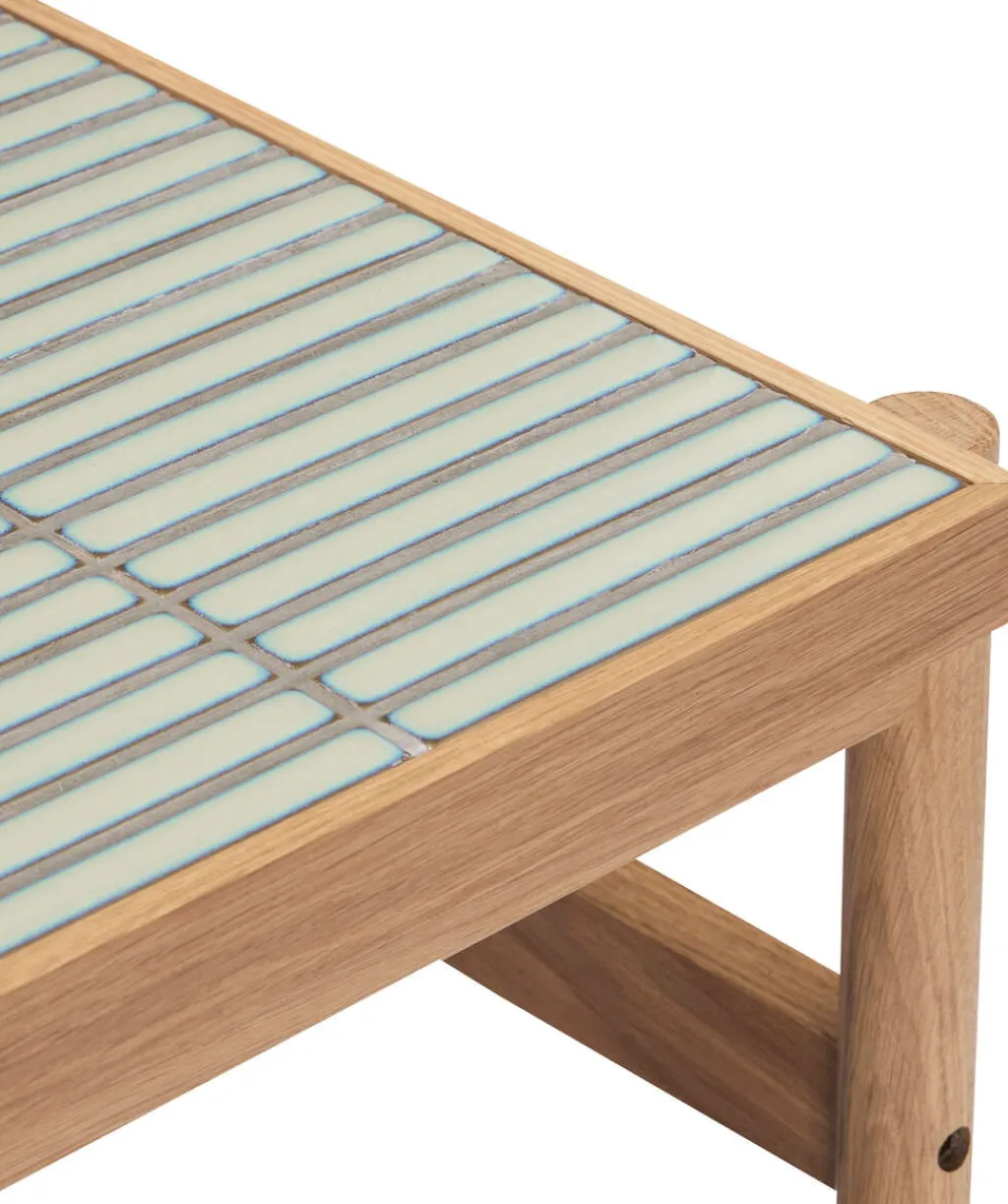 Hübsch Borde > Tile Sidebord H44 cm, Mint/Egetræsfiner