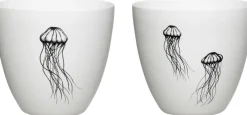 Best Elegant Fyrfadsstage 2 stk. H8 cm, Hvid/Sort Fyrfadsstager