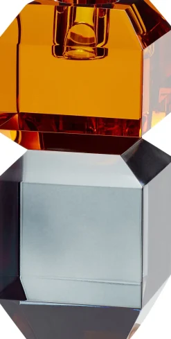 Hübsch Lysestager > Gem Lysestage H14 cm, Orange/Røgfarve