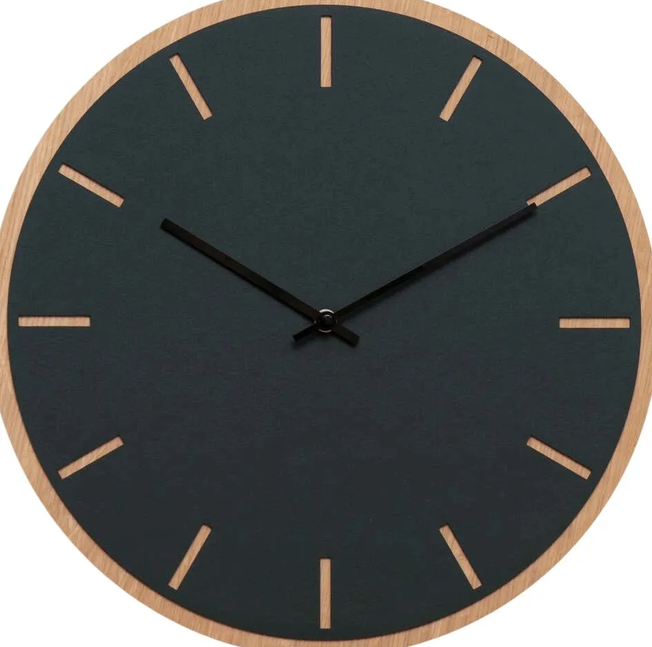 Hemverk Vægur Ø38 cm, Grøn/Sort/Eg