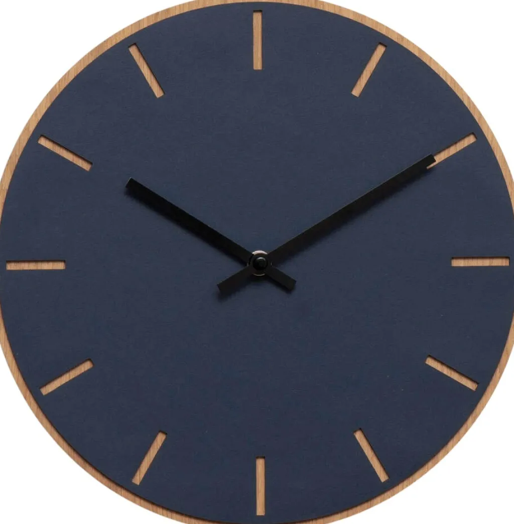 Hemverk Ure Og Vejrstationer > Vægur Ø28 cm, Smokey Blue/Sort/Eg