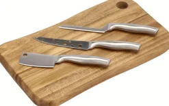 Holm Ostebræt m. 3 Knive, Rustfrit Stål/Akacietræ