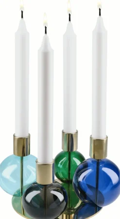 Holmegaard Lysestager|Julelys > Bubble Lysestage Ø17,5 cm, Blå/Grøn/Smoke
