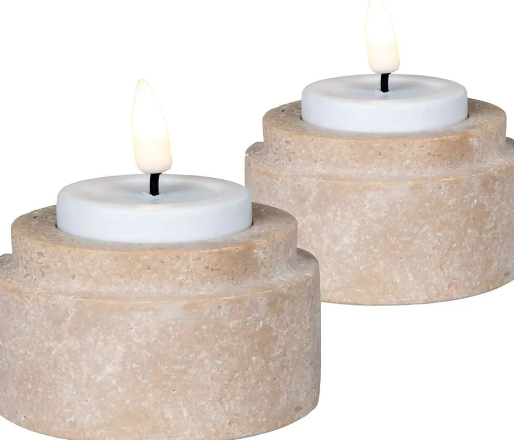 Hot Fyrfadsstage 2 stk. H4,5 cm, Natur Fyrfadsstager