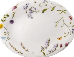 Hot Nora Spring Vibes Oval Serveringsfad 23x23 cm, Hvid Fade
