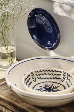 Discount Ib Laursen Avignon Dekorationsskål Ø41 cm, Hvid/Blå