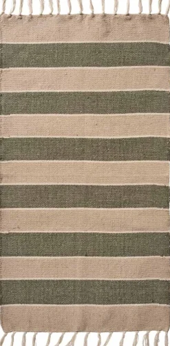 Hot Ib Laursen Gulvløber 60x120 cm, Beige/Olivengrøn