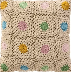 Sale Ib Laursen Hæklet Pudebetræk 50x50 cm, Natur/Multi