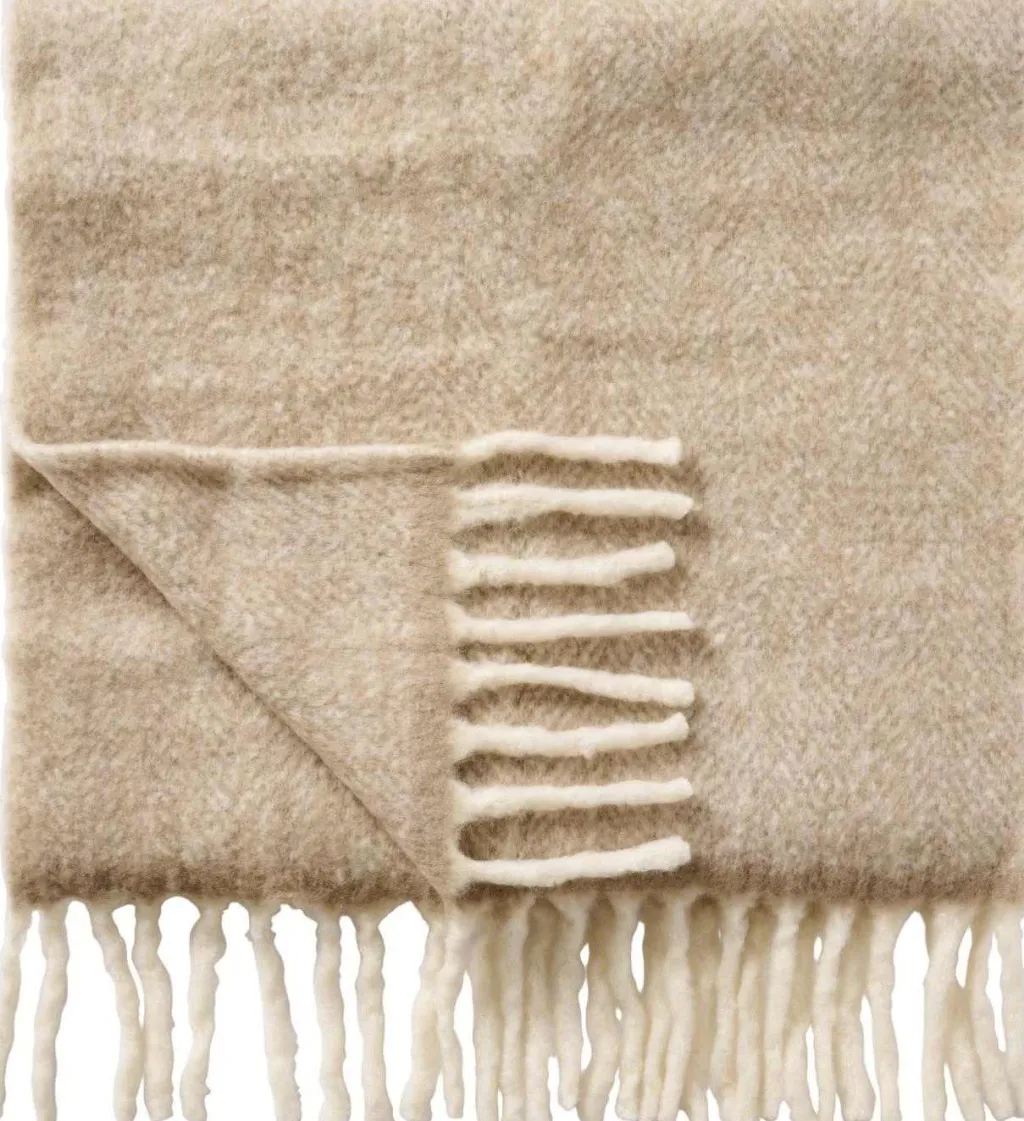 Ib Laursen Plaider Og Tæpper > Plaid 130x170 cm, Sandfarvet Melange/Off White