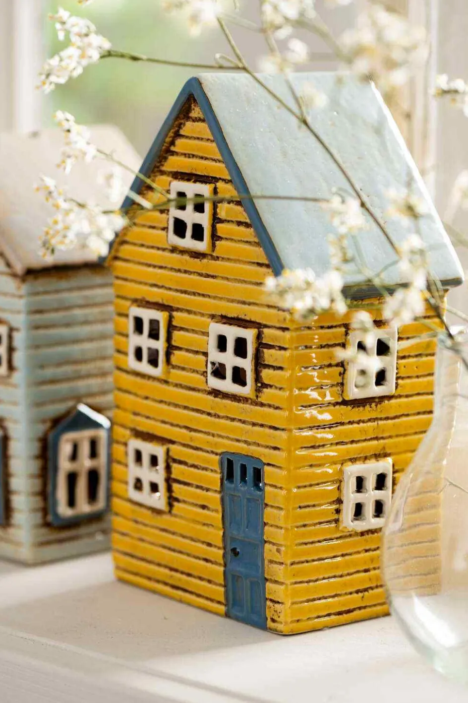 Discount Ib Laursen Thorshavn Lyshus H18,5 cm, Gul/Blå