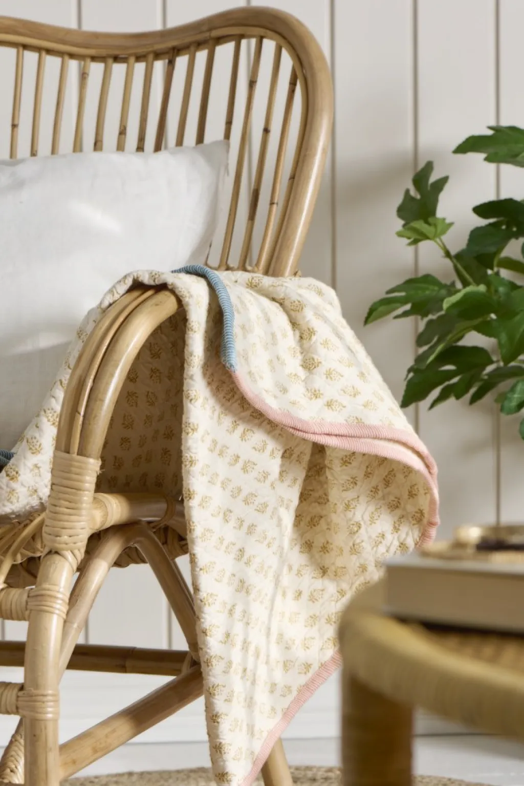 Discount Vigga Plaid Dobbeltvævet 130x170 cm, Mustard/Neutral Plaider Og Tæpper
