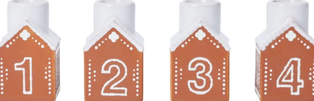 Gingerbread Adventsstage 4 stk. H7,5 cm, Brun Julelys