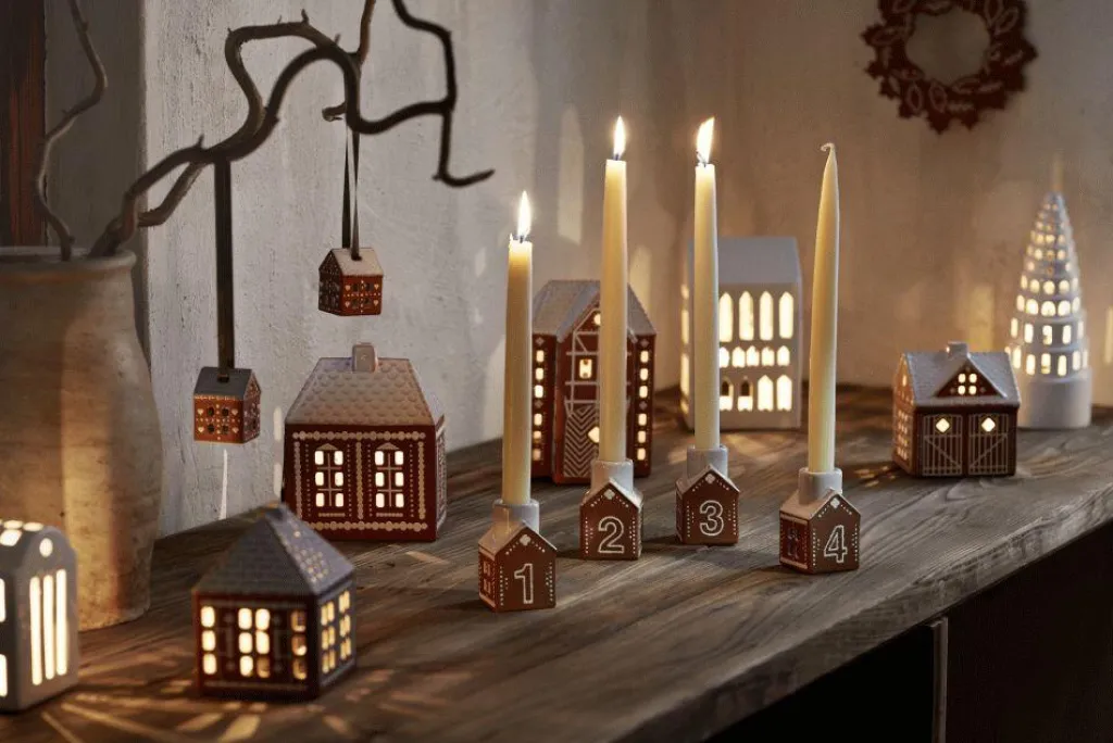 Gingerbread Adventsstage 4 stk. H7,5 cm, Brun Julelys