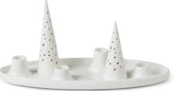 Kähler Lysestager|Julelys > Nobili Oval Adventsstage 33x13 cm, Snehvid