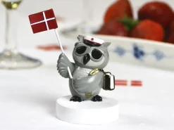 Discount Ugle m. Studenterhue & Bog H7 cm, Rød Bordflag