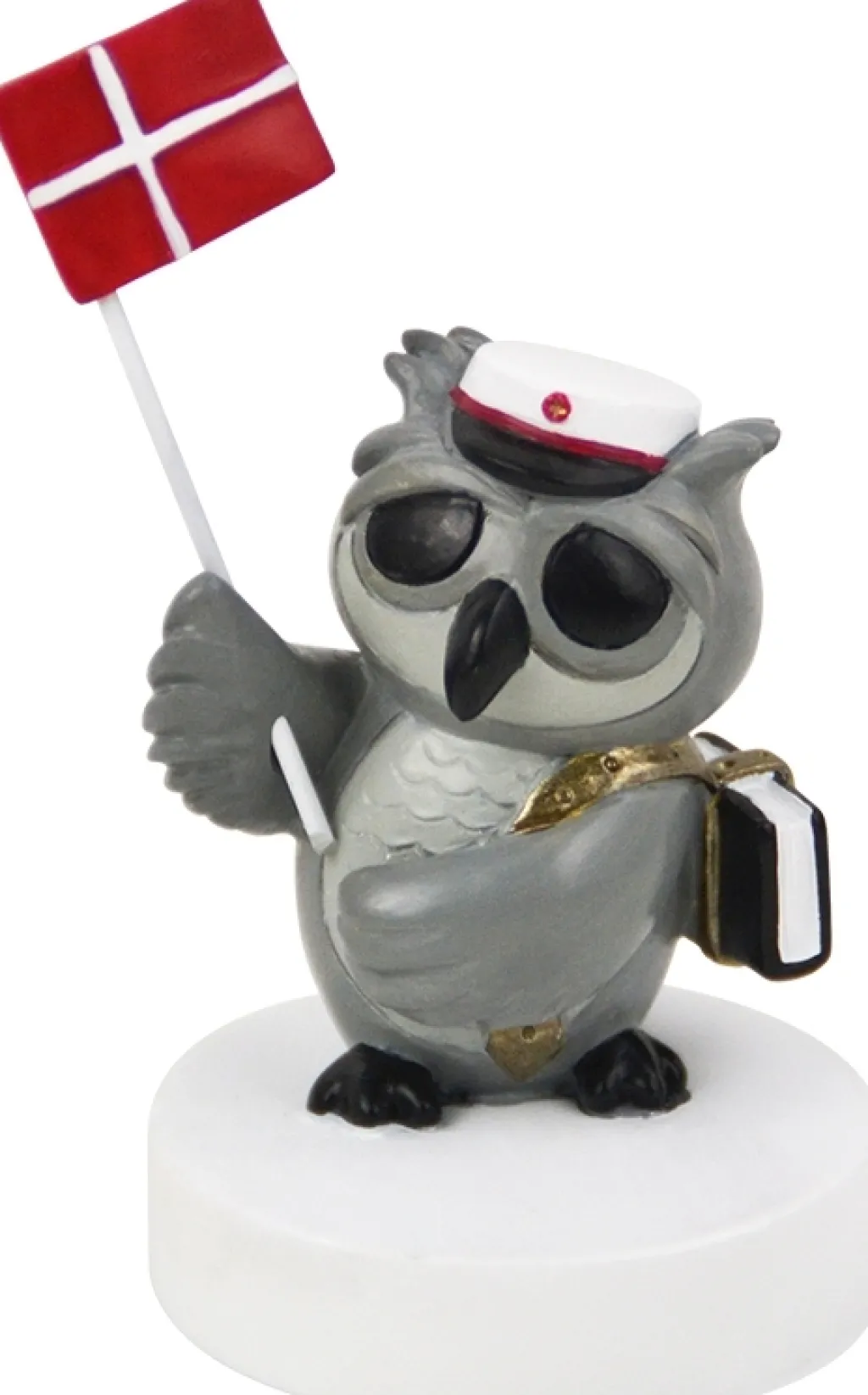 Discount Ugle m. Studenterhue & Bog H7 cm, Rød Bordflag