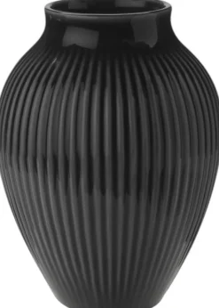 New Knabstrup Keramik Ripple Vase H, Sort