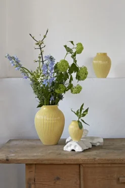 Best Knabstrup Keramik Ripple Vase H27 cm, Gul