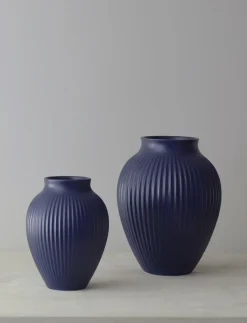 Knabstrup Keramik Ripple Vase H, Mat Dark Blue