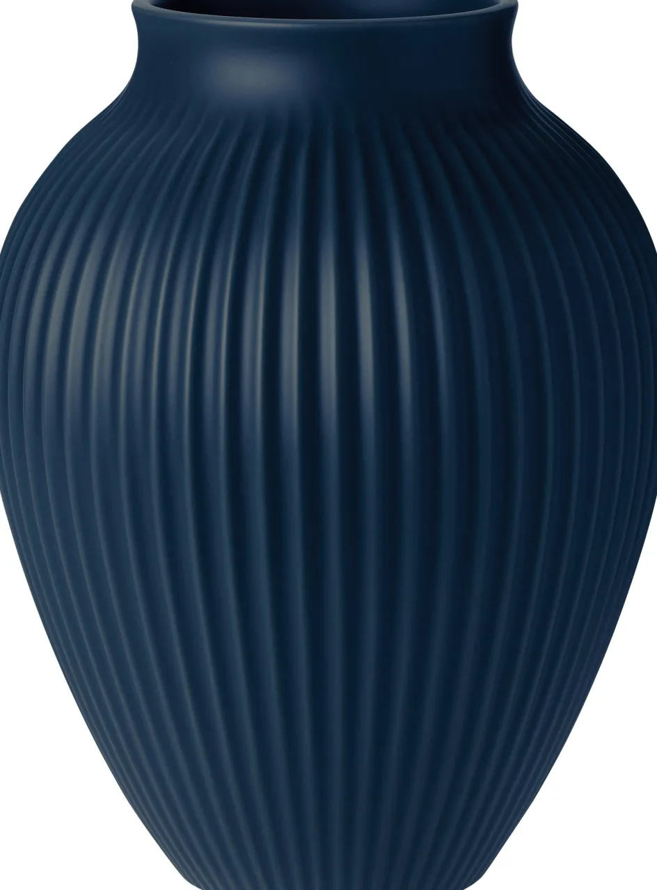 Knabstrup Keramik Ripple Vase H, Mat Dark Blue
