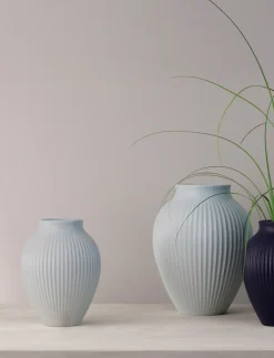 Sale Knabstrup Keramik Ripple Vase H, Mat Ice Blue